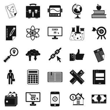 Bilim Icons set. Basit beyaz arka plan üzerinde izole web için 25 bilim simge kümesi