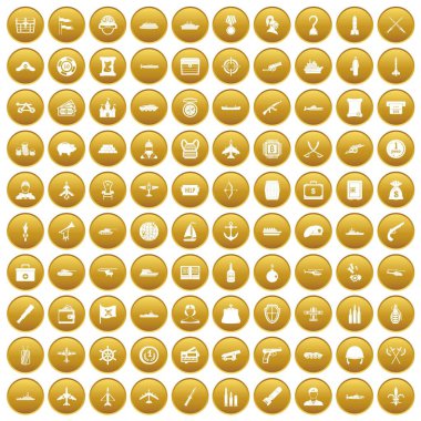 Altın 100 muharebe aracı Icons set