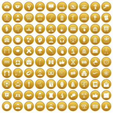 Altın 100 konferans Icons set