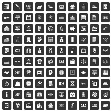 siyah 100 kredi Icons set