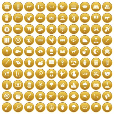 Altın 100 inek Icons set