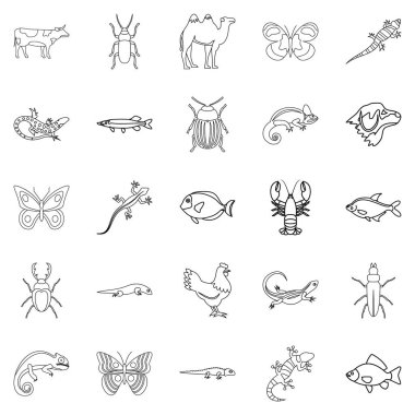 Animals from desert icons set, outline style clipart
