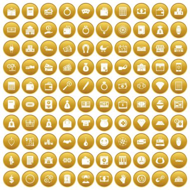 Altın 100 depozito Icons set