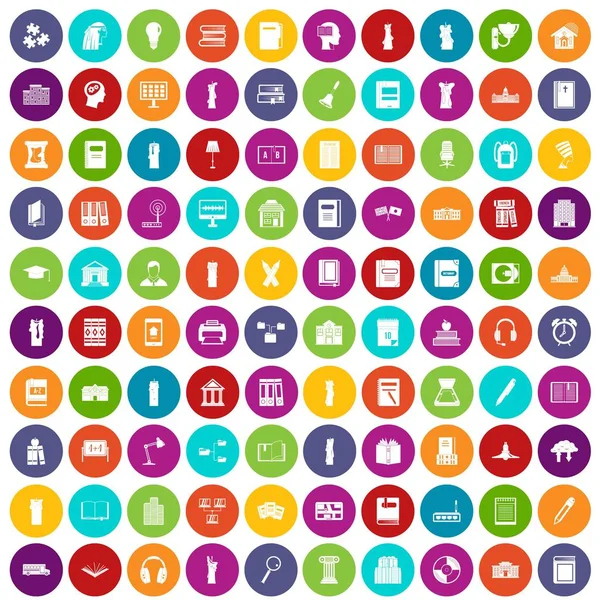 100 icônes de bibliothèque en couleur — Image vectorielle