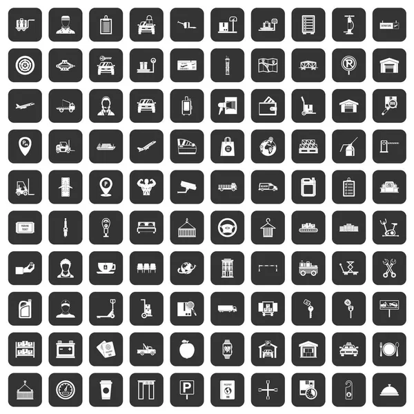 100 loader iconen set zwart — Stockvector