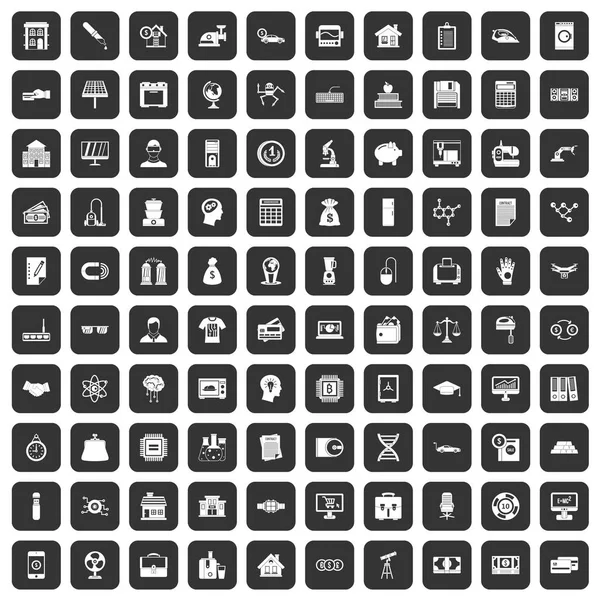 100 prêt icônes mis en noir — Image vectorielle