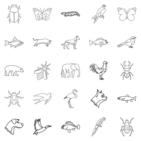 Urban animals set, outline style — Stock Vector