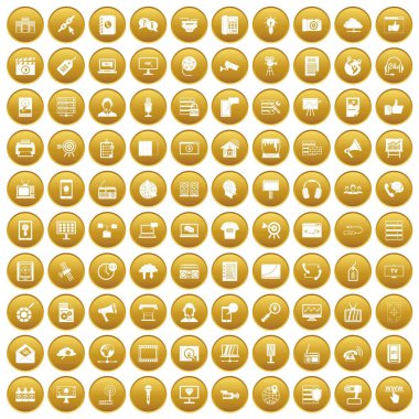 Altın 100 bilgi teknolojisi Icons set