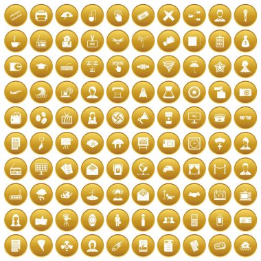 Altın 100 gazeteci Icons set