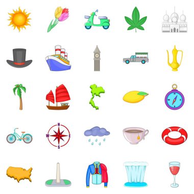 Yolculuk Icons set, karikatür tarzı