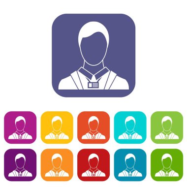 Kimlik adı kart Icons set ile işadamı