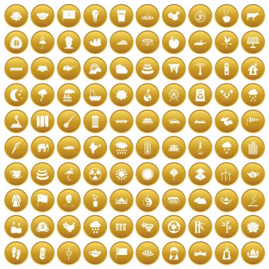 Altın 100 lotus Icons set