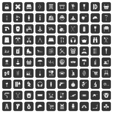 siyah 100 kıyafet Icons set