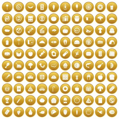 Altın 100 yemek Icons set