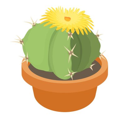 Çiçek açan kaktüs simgesi, karikatür tarzı