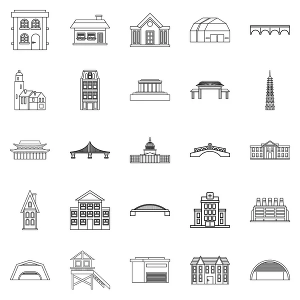 Conjunto de iconos de construcción, estilo de contorno — Vector de stock
