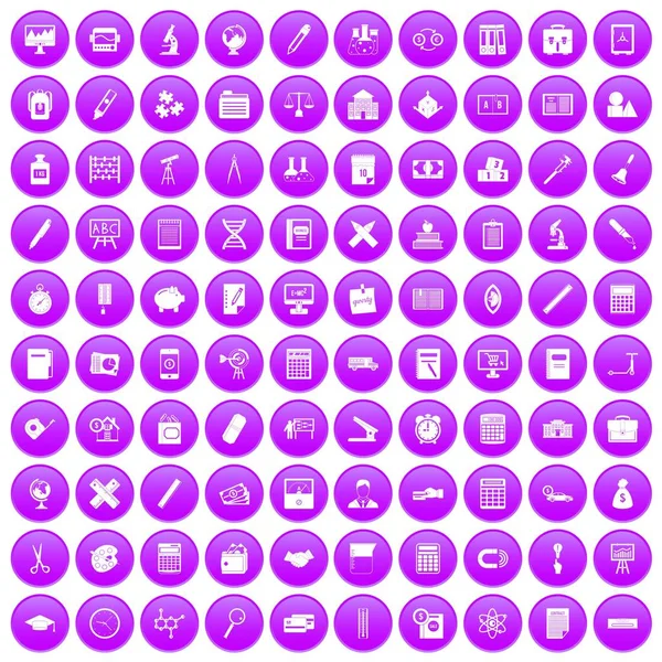 100 Rechnersymbole lila gesetzt — Stockvektor