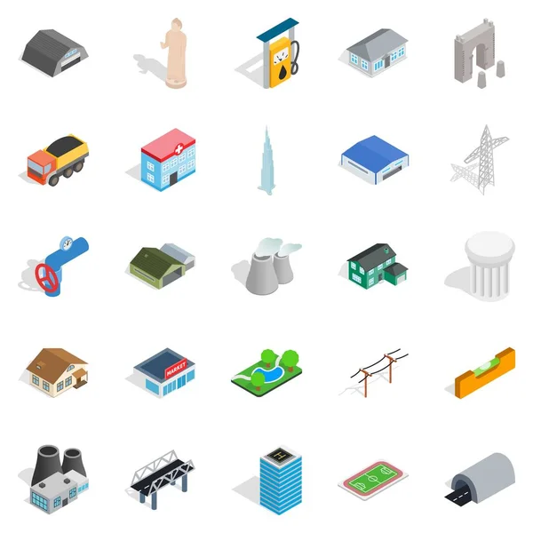 Architecture icons set, isometric style — Stock Vector