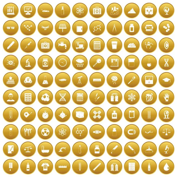 100 Laborsymbole vergoldet — Stockvektor