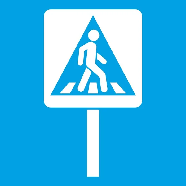 Fußgängerschild-Symbol weiß — Stockvektor