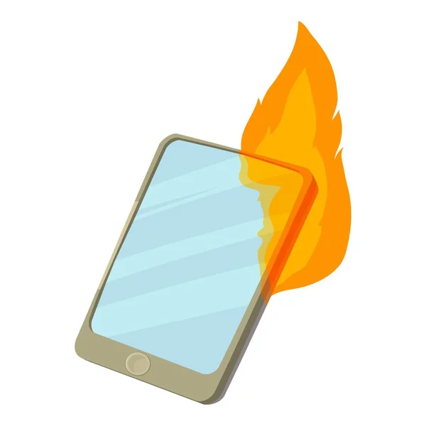 Smarttelefon i flammekikon, tegneseriestil – stockvektor