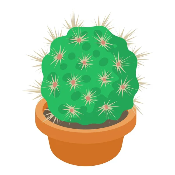 Cactus en el icono de la maceta, estilo de dibujos animados — Vector de stock