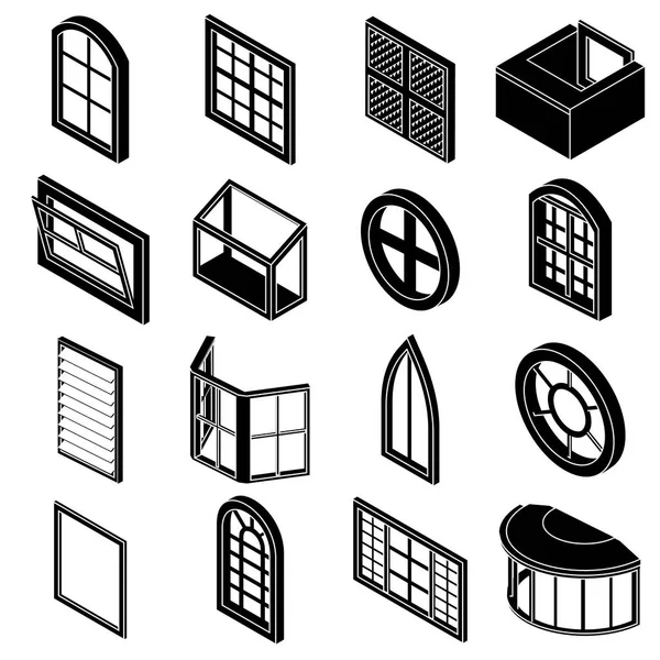 Janela forma conjunto de ícones, estilo simples —  Vetores de Stock