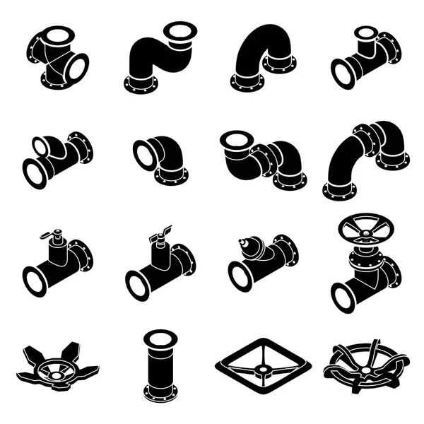 Conjunto de ícones do construtor de encanamentos, estilo isométrico — Vetor de Stock
