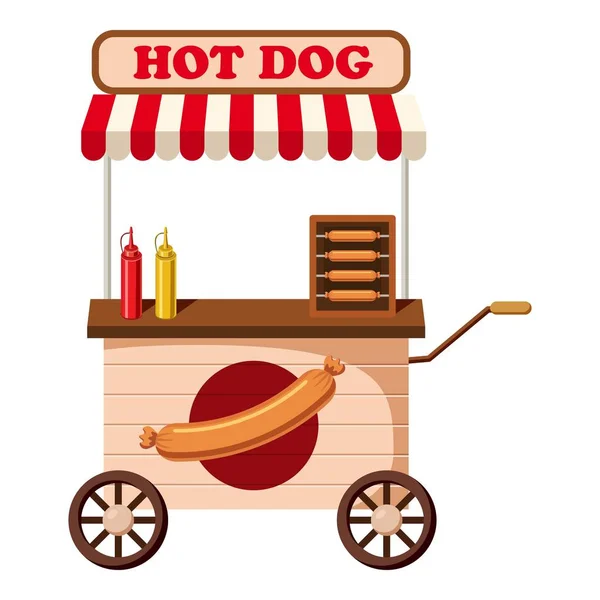 Hot dog mobilní občerstvení ikona, kreslený styl — Stockový vektor
