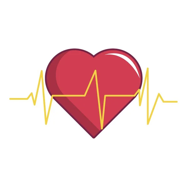 Icona del battito cardiaco, stile cartone animato — Vettoriale Stock