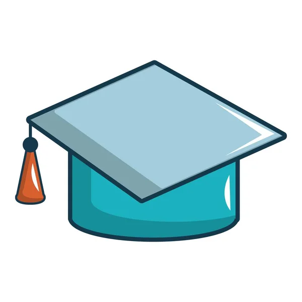 Icono de sombrero de graduación, estilo de dibujos animados — Vector de stock