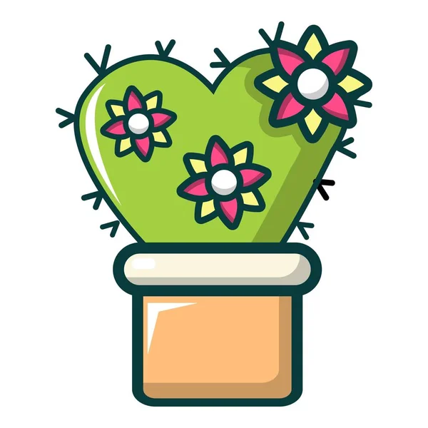 Liefde cactus pictogram, cartoon stijl — Stockvector