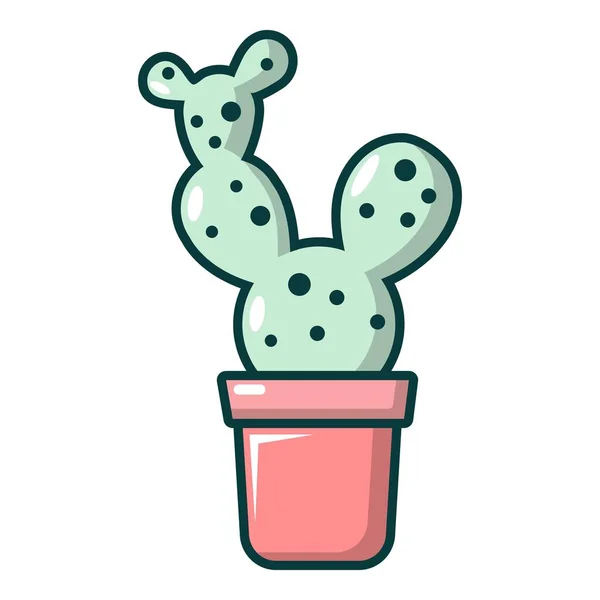 Opuntia-Kaktus-Ikone im Cartoon-Stil — Stockvektor