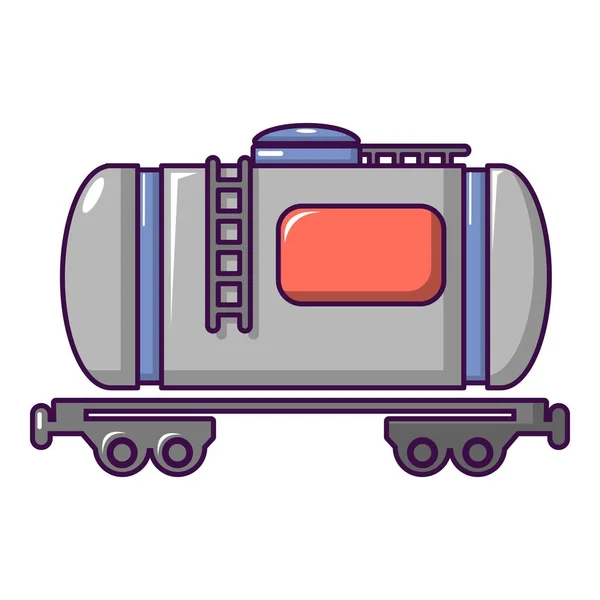 Gasolina ferrocarril cisterna icono, estilo de dibujos animados — Vector de stock
