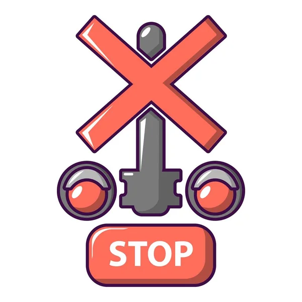 Semáforo parada icono del ferrocarril, estilo de dibujos animados — Vector de stock
