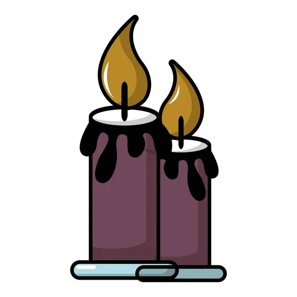 Icona delle candele funebri, stile cartone animato — Vettoriale Stock
