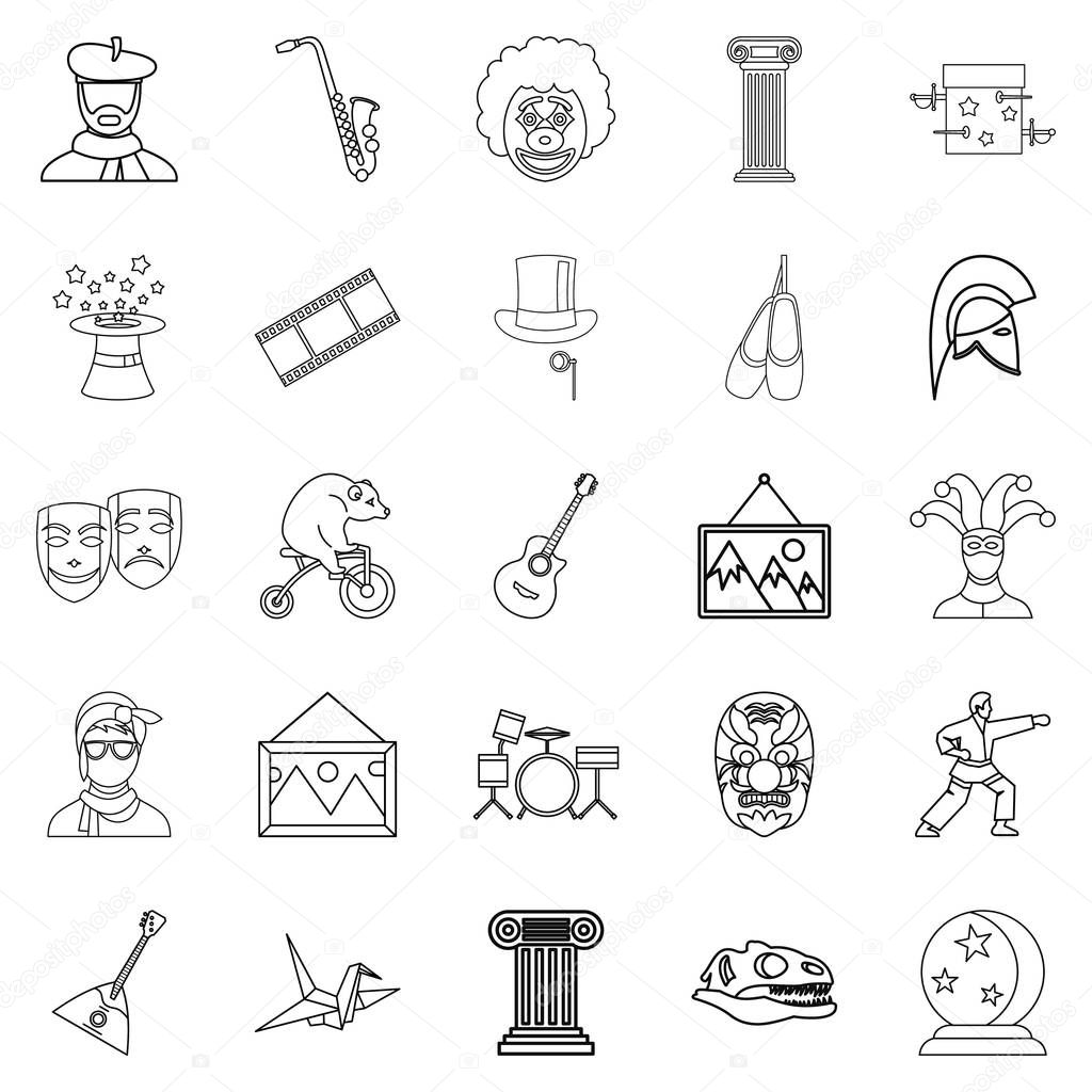 Exposition icons set, outline style