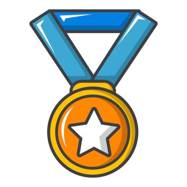 Altın madalya ikonu, çizgi film stili.