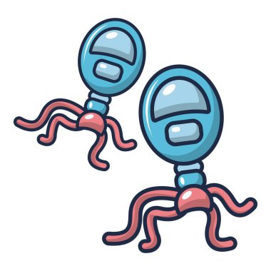 Mavi bakteri simgesi, karikatür tarzı