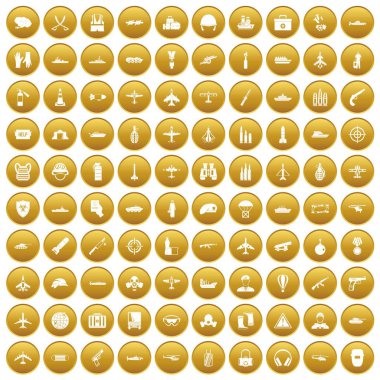 Altın 100 askeri kaynakları Icons set