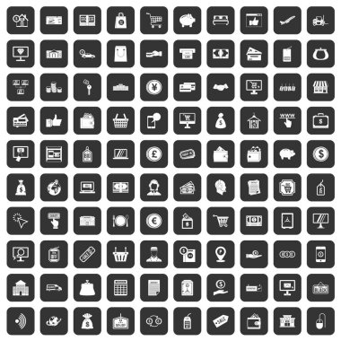 siyah 100 ödeme Icons set