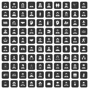 100 kişi simgeler siyah ayarla