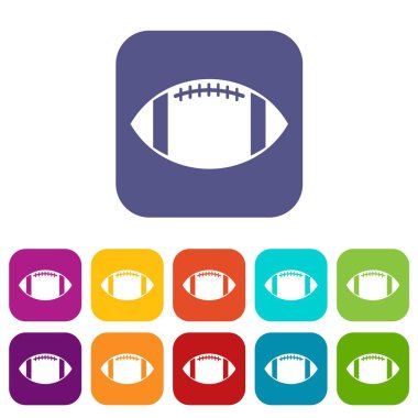 Rugby topu Icons set