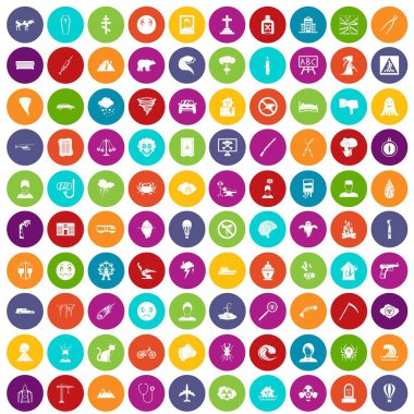 renk 100 fobiler Icons set