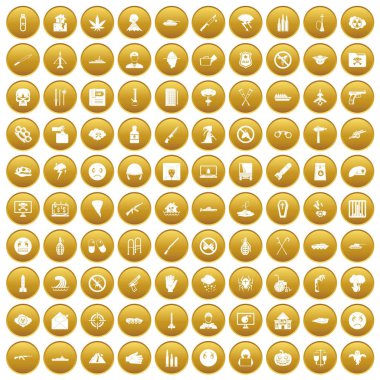 Altın 100 baskı Icons set