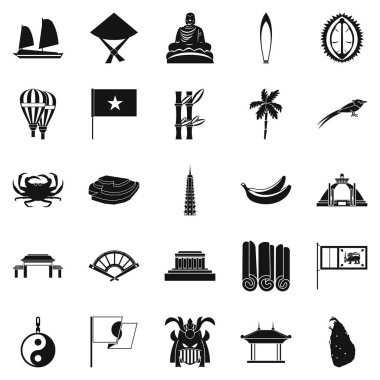 Asya ülkeleri Icons set, basit tarzı