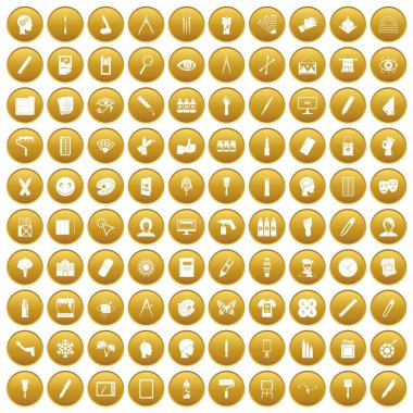 Altın 100 boya Icons set