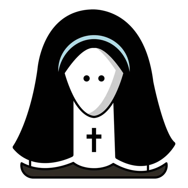 Nonne icône, style dessin animé — Image vectorielle