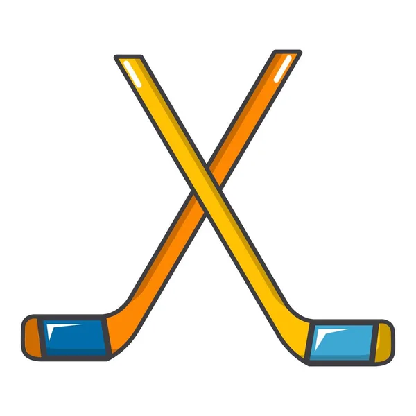 Bâtons de hockey sur glace icône, style dessin animé — Image vectorielle