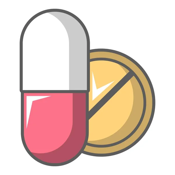Icône de pilule de médecine, style dessin animé — Image vectorielle